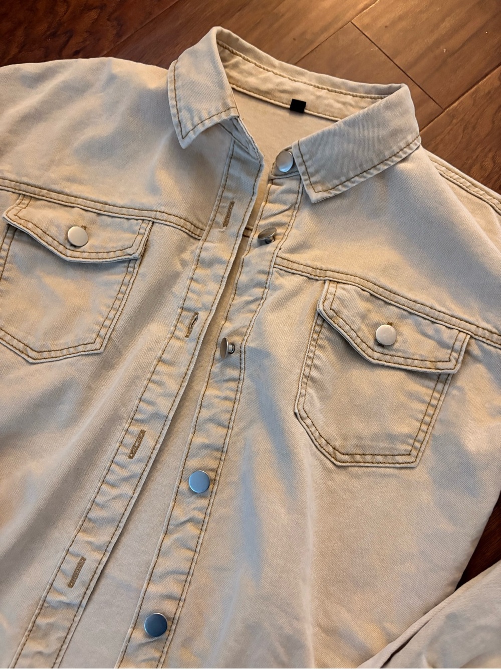 Neutral Beige Button-Front Shacket - Picture 7 of 9